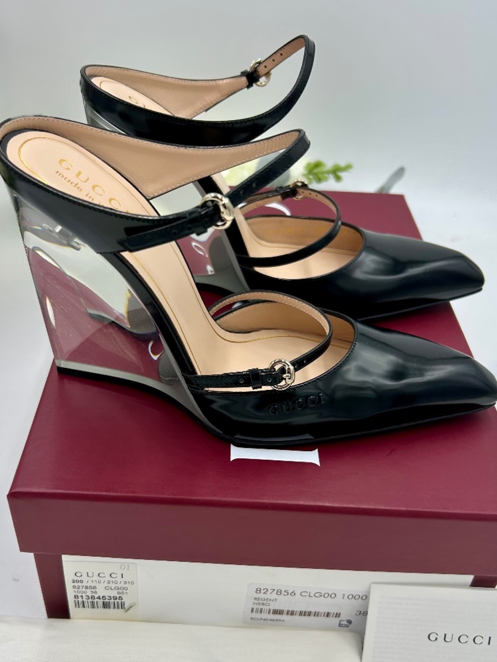 Women’s Gucci Christy Patent Leather Wedge.  Size 38.  Made in Italy.
